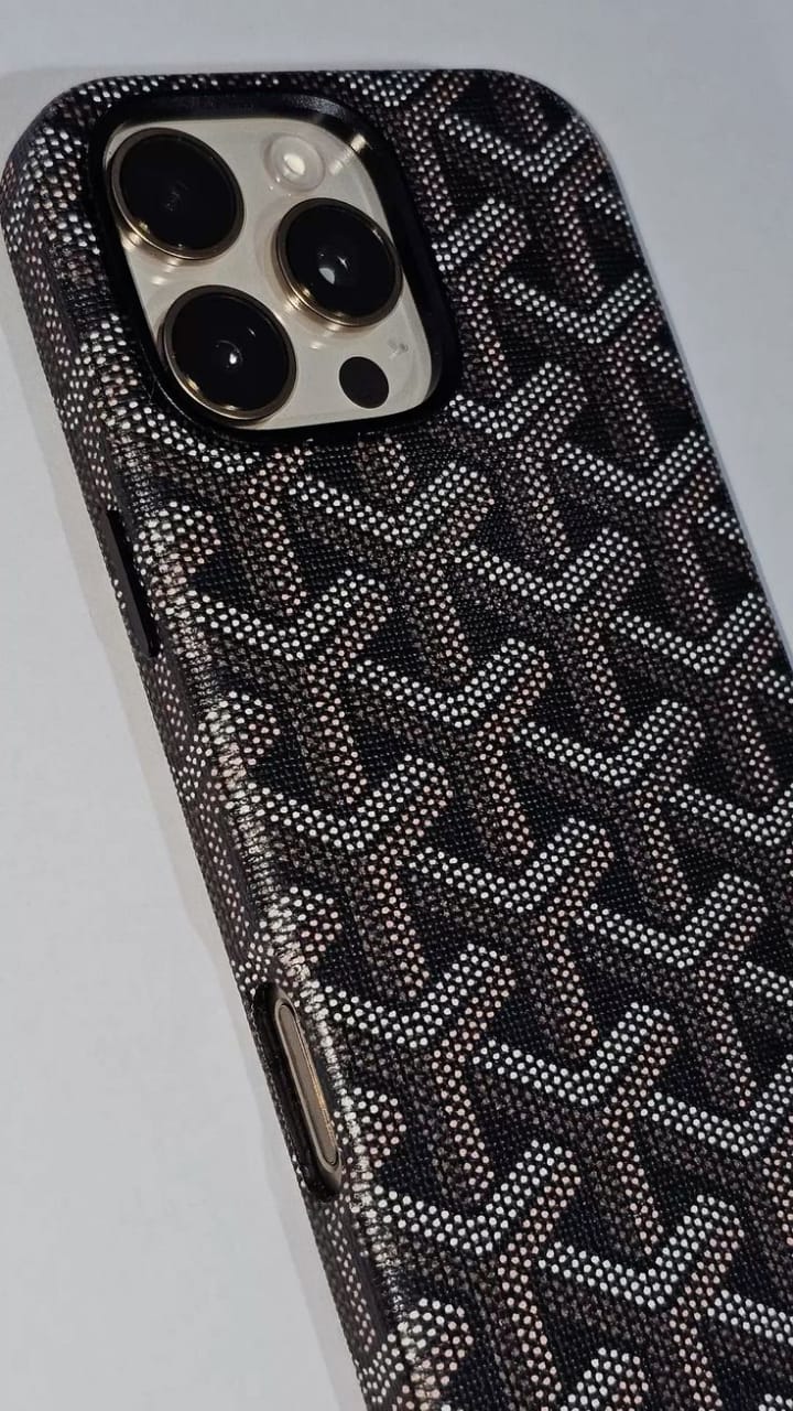 Zyntra™ Luxury Goyardine Monogram Print Leather Case for iPhone