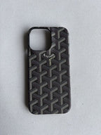 Zyntra™ Luxury Goyardine Monogram Print Leather Case for iPhone