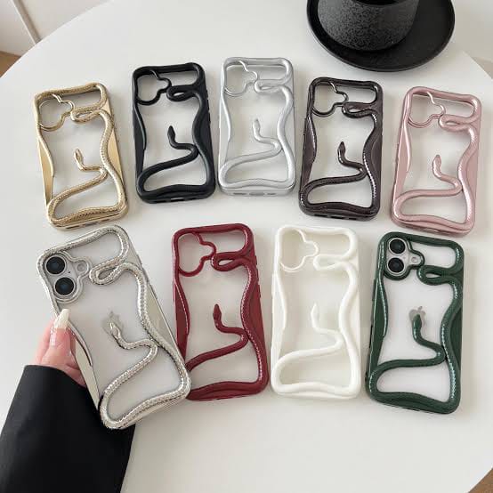 Zyntra™ Luxury 3D Snake Electroplated Clear Case for iPhone - Aesthetic Wavy Bumper