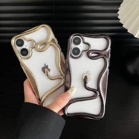 Zyntra™ Luxury 3D Snake Electroplated Clear Case for iPhone - Aesthetic Wavy Bumper