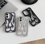 Zyntra™ Cyberpunk 3D Electroplated Metallic Flame Clear Case for iPhone