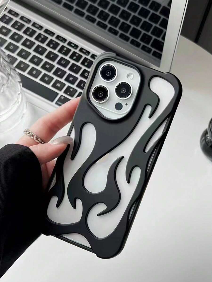 Zyntra™ Cyberpunk 3D Electroplated Metallic Flame Clear Case for iPhone