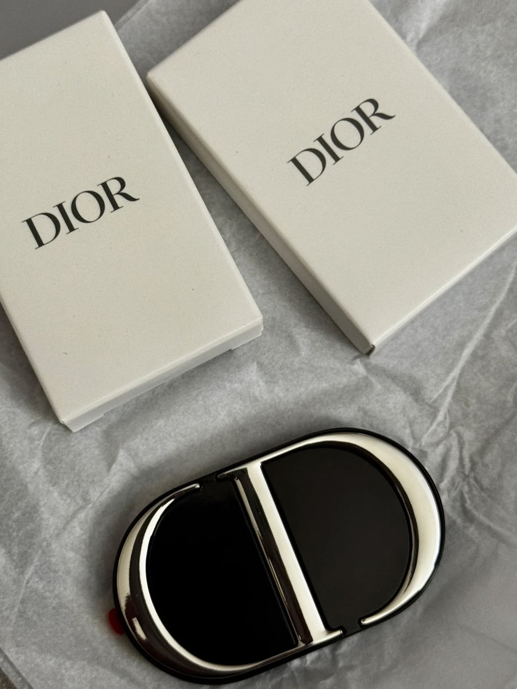 Zyntra™ Dior Style CD Monogram Foldable Makeup Mirror Phone Ring Holder Attachment