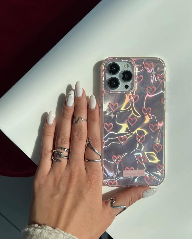 Zyntra™ Holographic Laser Pink Hearts 3D Relief Clear Case for iPhone