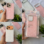 Zyntra™ Luxury Pearl Shell Texture Rhinestone Camera Ring Case for iPhone