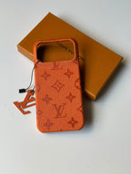 Zyntra™ Luxury LV Monogram Embossed Leather Case with Charm for iPhone