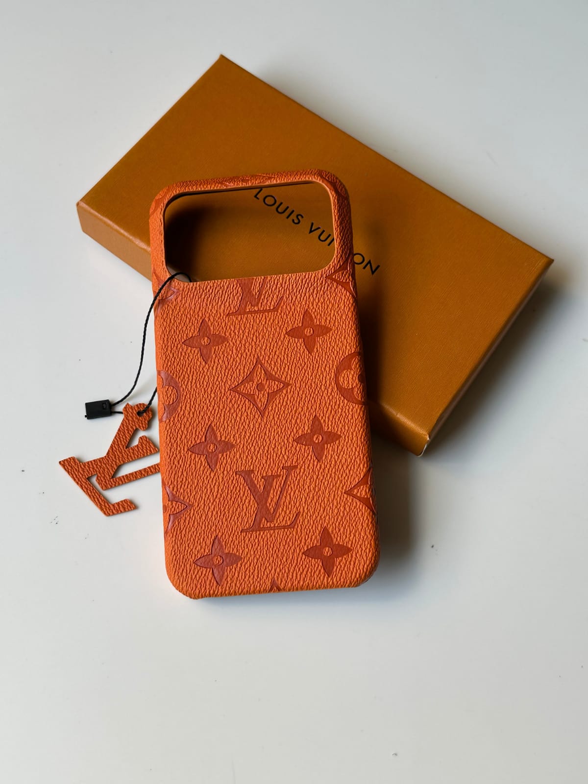 Zyntra™ Luxury LV Monogram Embossed Leather Case with Charm for iPhone