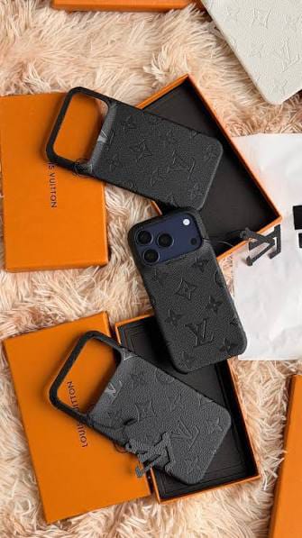 Zyntra™ Luxury LV Monogram Embossed Leather Case with Charm for iPhone