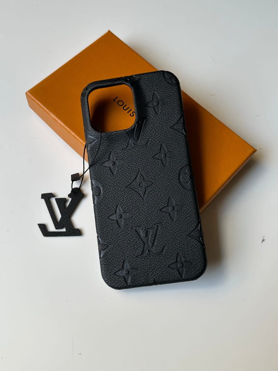 Zyntra™ Luxury LV Monogram Embossed Leather Case with Charm for iPhone