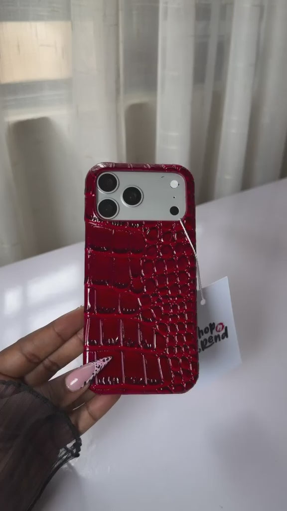 Zyntra™ Luxury Glossy Crocodile Texture Leather Case for iPhone